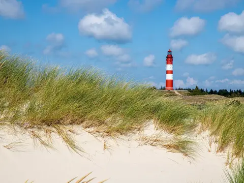 Blick zum Amrumer Leuchtturm aus den Dünen - © AlexWolff68, Adobe Stock alt="Blick zum Amrumer Leuchtturm aus den Dünen"