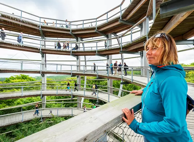 im Rügen Urlaub den Baumwipfelpfad und den Aussichtsturm Adlerhorst im Naturerbe Zentrum Rügen besuchen