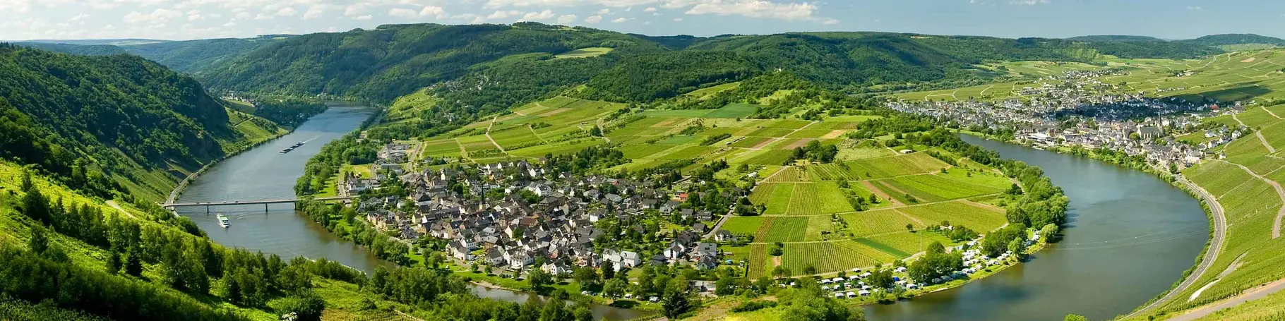 im Urlaub auf dem Weingut an der Mosel den Blick auf die Moselschleife bei Kröv genießen